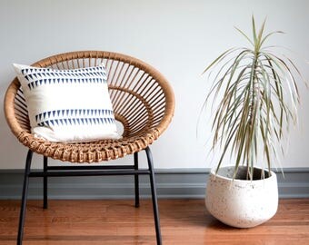 Geometric Linen Pillow/Custom/Scandinavian/Triangles/Ivory/NavyBlue/Dark Blue/Handmade/Handprinted/ New Collection/ZigZag Studio Design