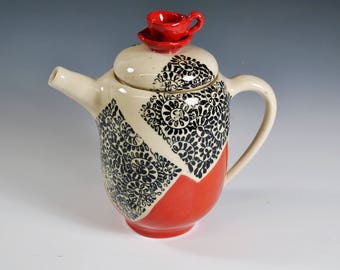 Handmade Ceramic Teapot, Wheel thrown teapot, Unique Teapot