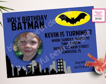 BATMAN INVITATION, Batman Birthday Invitation, Printable Batman Invitation, Printable Batman Photo Card, Batman Photo Invite