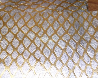 Leather CLOSEOUT 8"x10" Flawed Metallic Gold and Silver Giraffe Print DIAMONDS on Cowhide #343 1.5-2 oz / .6-.8 mm PeggySueAlso™