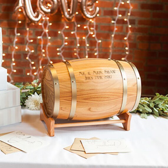 Personalized Wine Barrel Gift Card Holder Engraved Reception