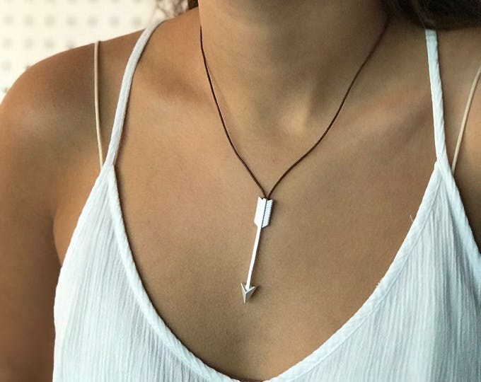 Arrow choker, Silver Arrow Choker, Arrow necklace, Choker necklace, Choker for women, Necklace for women, leather choker, leather necklace
