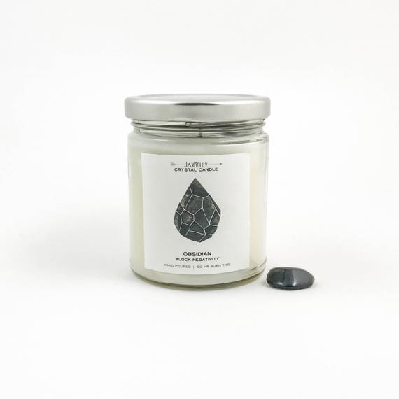 Obsidian Crystal Candle