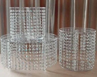 Chandelier crystal acrylic cake stands cascading style 1 to 6 tiers - Real glass crystal