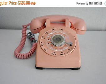 ON SALE Vintage Pink Rotary Dial Phone Working Telephone Bell System Western Electric