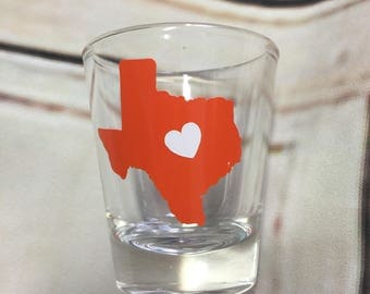 Texas state silhouette shot glass
