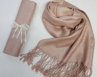 TAUPE BEIGE ( Beige) Pashmina Shawl. Nude Shawl. Bridesmaid gifts. Bridesmaid shawls. Pashmina Scarf. Wedding favor.