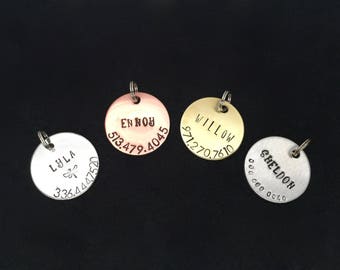 Dog Tags for Dog Hand Stamped Pet Tags Aluminum Tag Copper Tag Brass Tag Stainless Steel Tag Collar Tag ID Tag Dog Tag Personalized ID