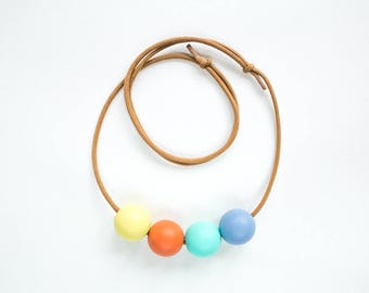 TAMA Necklace - lemon, rust, aqua, grey