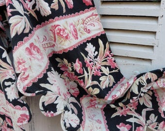 French, Vintage Fabric, French Vintage Roses ,Valance, Tissu Ancien, Napoleon III ,Toile Shabby, Fabric, Old french Roses, French Chateau