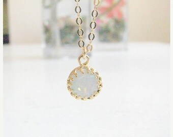 SALE - Opal necklace - White opal necklace - bridal jewelry - Dainty opal necklace - White opal Gold filled - Bridesmaids gift