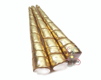 Gold Unicorn Horn Metallic Large Padded Horns Wrapped with Gold Thread Appliques DIY Party Supplies Birthday Costume Supply 8" - 1 Horn
