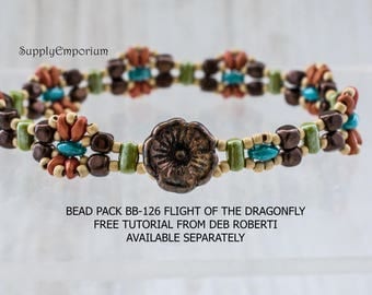 Bead Pack BB-126 Flight of the Dragonfly Bracelet, Free Tutorial by Deborah Roberti Available Separately, BB126 Flight of Dragonfly