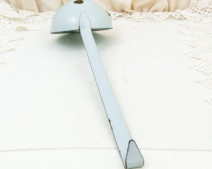 Vintage French Mint Green Chippy Enamel Serving Ladle, 1940s 1950s Enamelware from France, Rustic Farmhouse Cottage Kitchen Retro Decor
