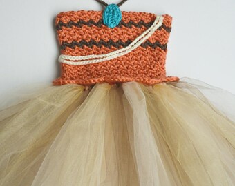 Crochet Island Princess Tulle Tutu Dress Tropical Princess Baby Toddler Costume Handmade Photo Prop