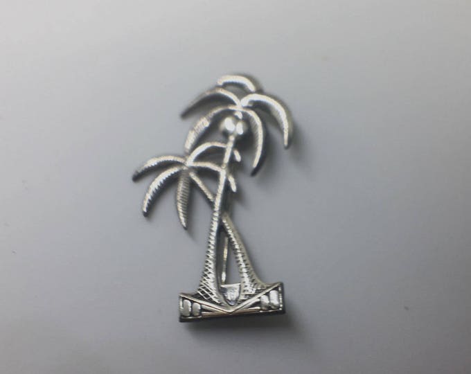 Sterling Palm Tree Brooch, Silver Palm Tree Pin, Vintage Florida Hawaii, Tropical Jewelry