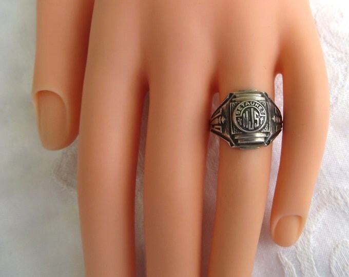 Vintage Class Ring, Setauket Junior High School Ring, Art Deco Sterling Silver School Ring 1963, Vintage School Jewelry