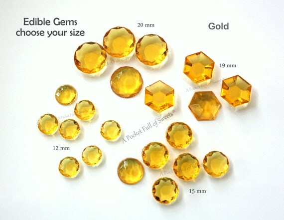 Sugar Gems, Edible Diamonds, Royal Wedding Cake Decoration, 50th Wedding Anniversary Cake Topper, GOLD, Wedding Cake Topper, Baby Shower Il_570xn