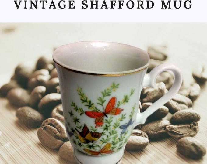 Shafford Coffee Mug Ecstasy Butterflies, Vintage Unique Mid Century Butterfly Mug