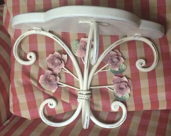 Shabby Chic Farmhouse Rose Wall Shelf
