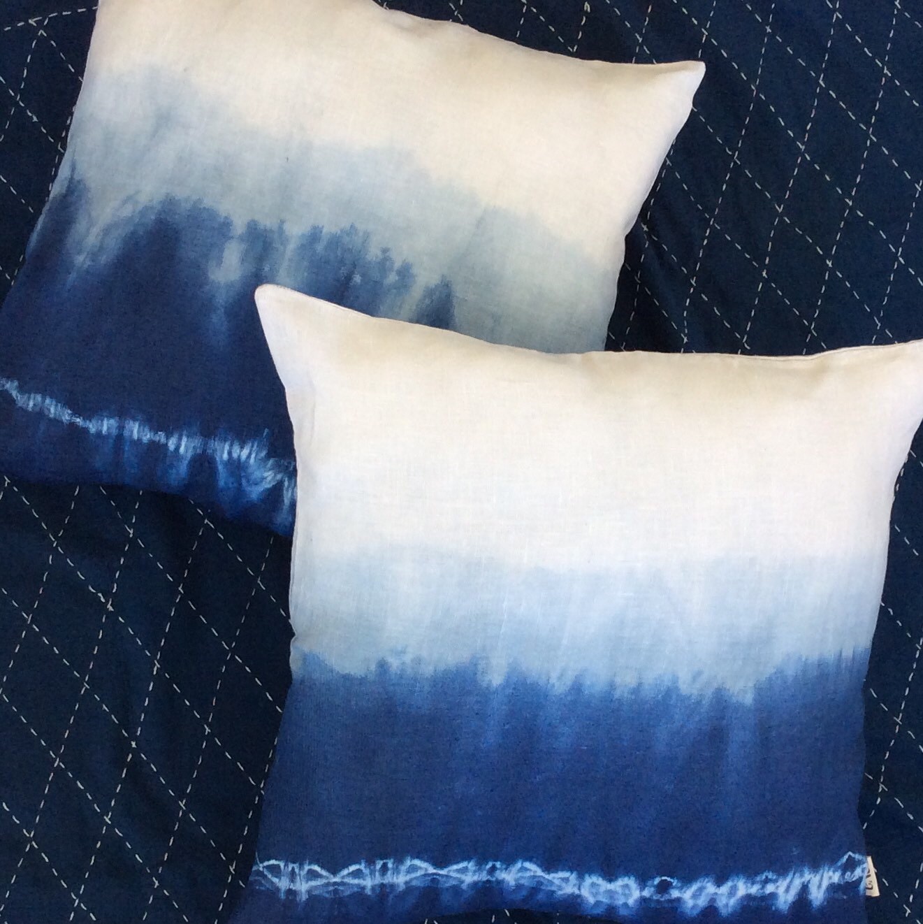 ON SALE Japanese indigo Patchwork pillow Indigo Pillow
