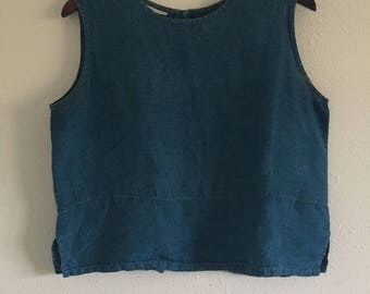Indigo Dyed Linen Blouse, Naturally Dyed Linen