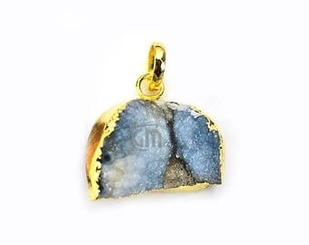 Rough Geode Druzy Pendant 22k Gold Electroplated Gemstone Druzy Necklace Pendant GemMartUSA (NP-50662)