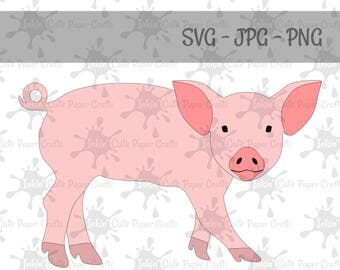 Pig Clipart, Pig SVG file, Pig Silhouette, Pig cut file, Pig PNG, Pig JPG, Farm Animal Clipart, Barnyard Animals, Farm Animal Cut File
