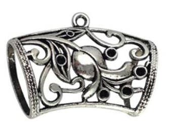 Floral Scarf Jewelry Slide Bail Antique Silver Filled Elegant Looking