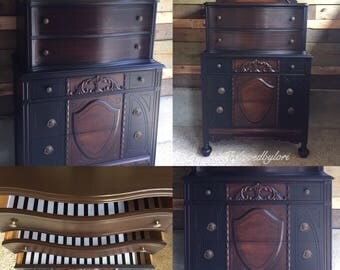 SOLD - Vintage Double Tall Highboy Dresser / Chest of Drawers