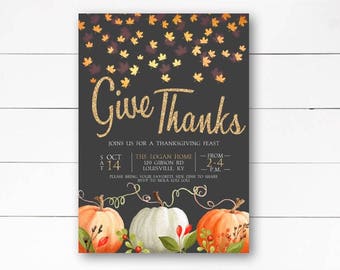 Friendsgiving Thanksgiving Invitation, Thanksgiving Invitation, Thanksgiving Dinner Invitation, Dinner Party Invitation, DIY or Printed