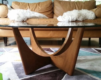 Danish Modern / Pearsall Walnut Coffee Table / bimorphic / Glass Top