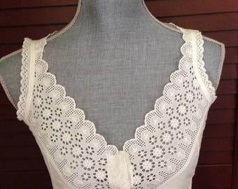 Vintage corset cover - cotton and lace - size S