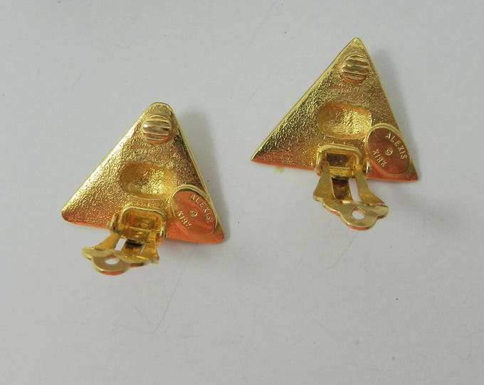 Vintage ALEXIS KIRK triangle clip Earrings, Signed Alexis Kirk Earrings, Alexis Kirk Jewelry, Modernist, Collectible Fashion, Gift for Her