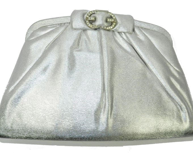 Vintage INGBER Silver Bag, Sparking Silver Evening Bag, 1950s 1960s Clutch, formal wear accessories Vintage Purse, bridal prom ball