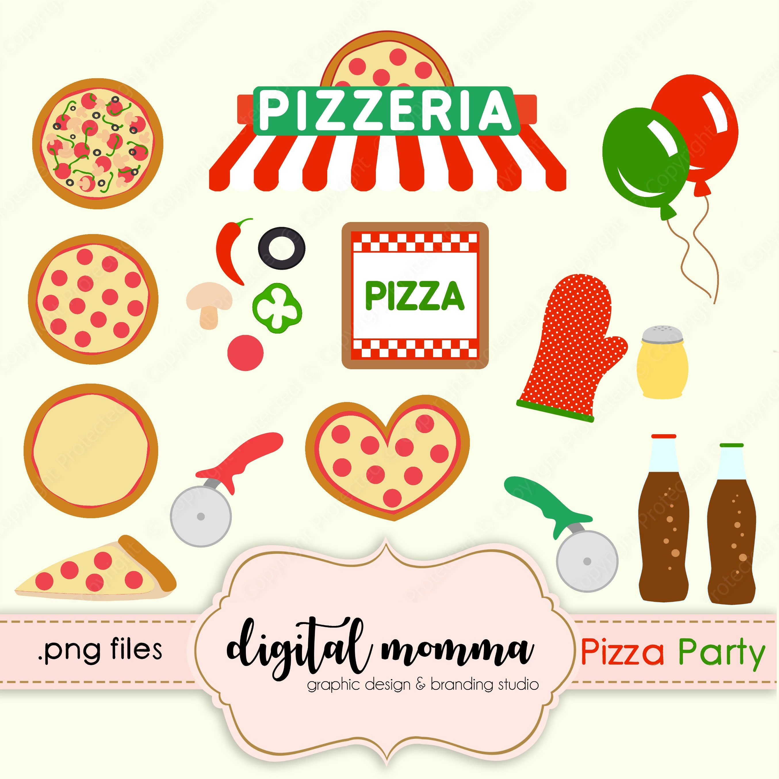 Pizza Party Clipart Pizzeria Clipart Set Pizza Slice