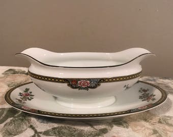 Vintage Noritake Morimura "Pheasant" Gravy Boat with Underplate ~ Japan ~1920s
