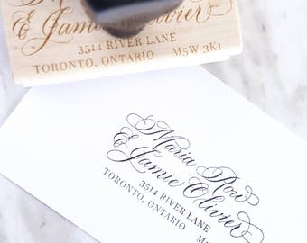 Custom Address Stamp | Personalized Couple, Family Mailing Address | Wedding Stationery | Envelope Return Address | Custom Calligraphy Stamp