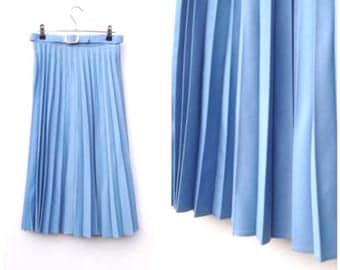 Sky Blue Accordion Pleated Skirt / 24" Waist / UK 6 8