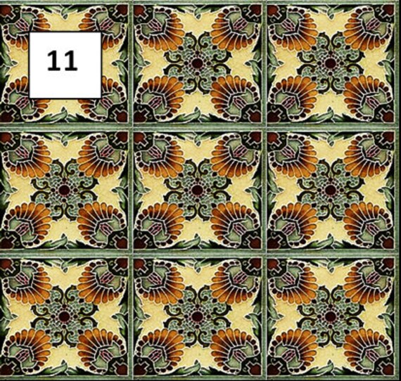 8 VINTAGE STYLE wall tile papers for dolls house 28.3cms high