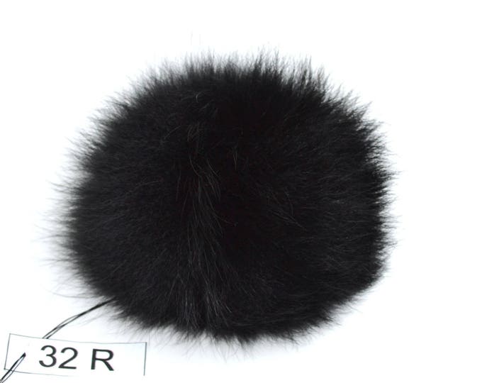 6,5" SUPER THICK POMPOM! Fox Pom Pom, Fur Pom-Pom, Real Fur, Genuine Fur, Ideal for hat, Handmade, Child, Black Pom Pom, Knit hat, Cap, hat
