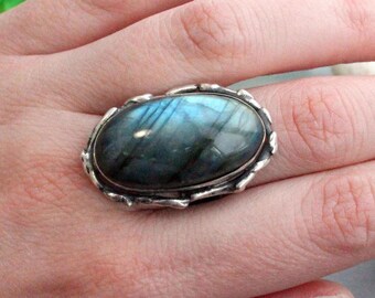 Labradorite sterling silver rings, big rings, big stone, gemstone rings, stone rings, solitaire rings, blue stone