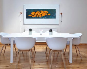 Fishes paintings Contemporary art Yellow fishes Original painting Ocean wall decor Large painting ideal for decorating a living room