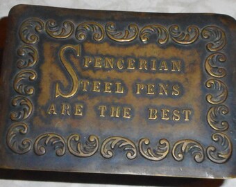 Antique Tin "Spencerian Steel Pens" Art Nouveau Advertising/Storage Box