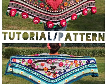 Nl/US/UK tutorial pattern how to design and crochet a #polleviewrap