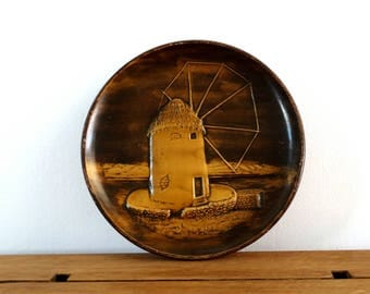 Windmill, Ceramic Plate, Pottery Plate, Ceramic Wall Hanging Plate, Windmill Decor, Decorative Plate, Ceramic Wall Plate, Ceramic Tray