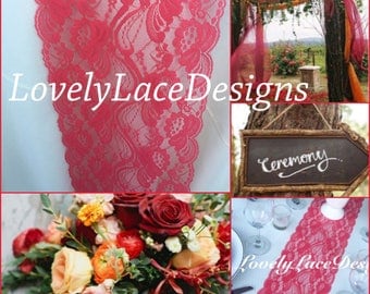 Fall Centerpiece/30ft Coral Lace Table Runner/ 7" Wide /Wedding Decor/ Lace Overlay/Tabletop Decor/Weddings/ ENDS NOT SEWN/fall weddings