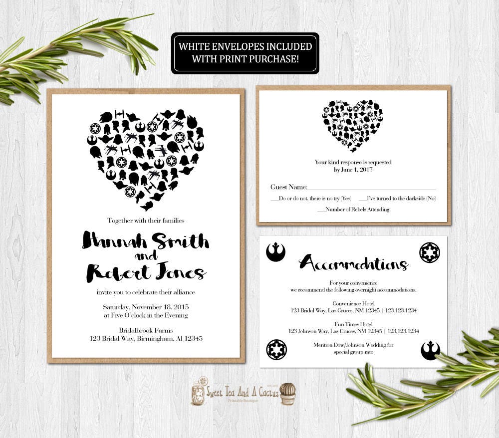 Star Wars Wedding Invitation Printable Set Suite Rsvp Card