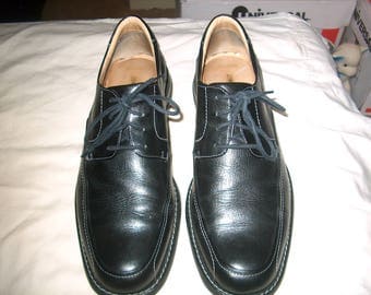 Vintage Johnston & Murphy Black Leather Men's Shoes, Size 10 M, Tie, Brazil, WAS 45.00 - 20% = 36.00