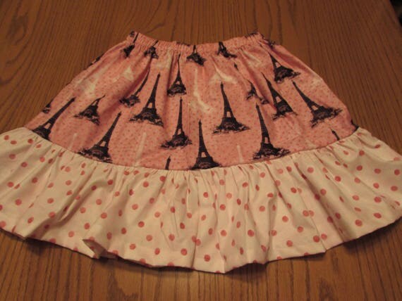 Girls Paris skirt/girls ruffle skirt/toddler skirt/cotton skirt/black and pink skirt/Eiffel tower skirt/toddler skirt/ruffle skirt